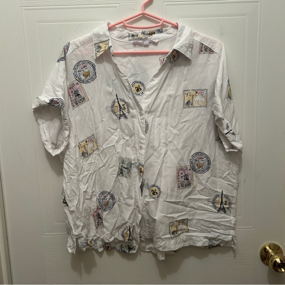 Paris Flowy Button Up Blouse